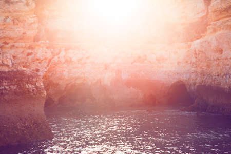 Sunset through the cliffs. Abstract backgroundの写真素材