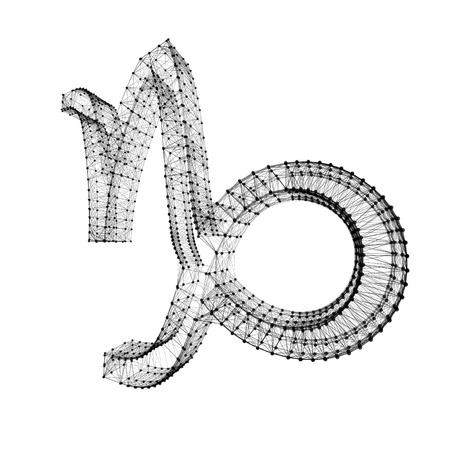 Capricorn zodiac sign. Shiny 3D connected dots on whiteの写真素材