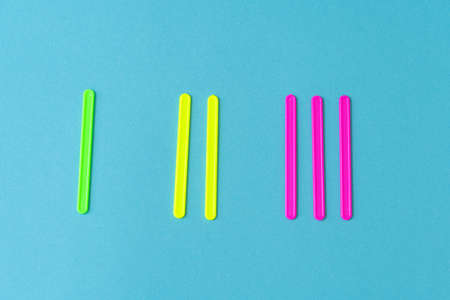 multi-colored plastic counting sticks for learning countingの写真素材