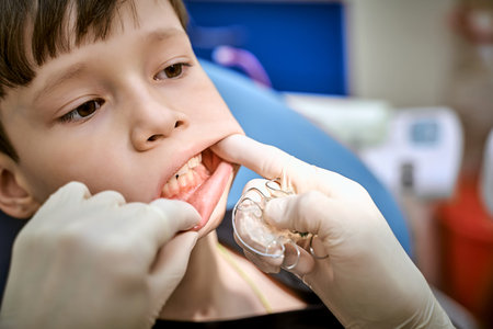 a child in a dentists chair at a doctors appointment