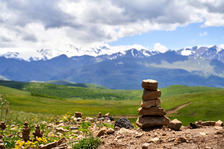 stones stacked on top of each other in the mountains
