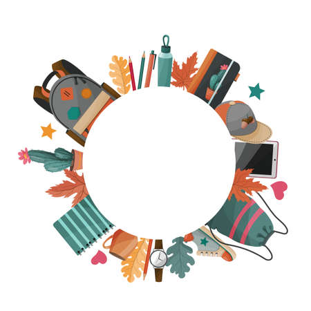 Back to school concept Education supply backgroundのイラスト素材