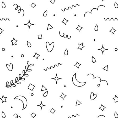 Vector minimalistic pattern design in doodle style. Lovely elements. Flat illustration for your creativity.のイラスト素材
