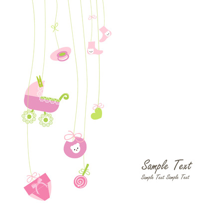 Baby newborn hanging baby symbols cardのイラスト素材