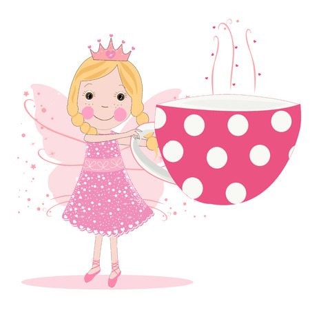 Cute fairy with coffee cupのイラスト素材