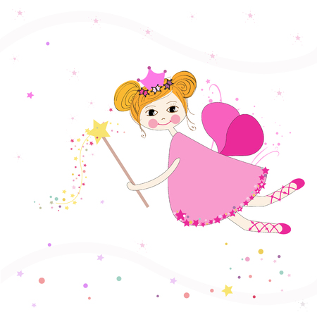 Lovely fairy with stars vector backgroundのイラスト素材