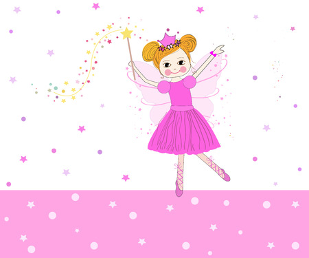 Lovely fairy tale vector with pink starsのイラスト素材