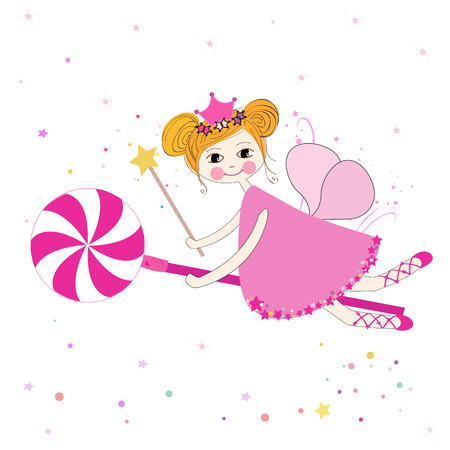 Lovely fairy with candy vectorのイラスト素材