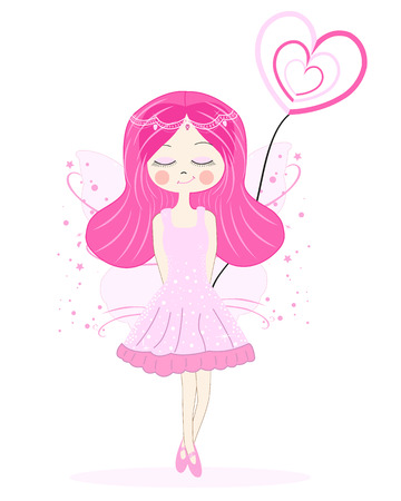 Cute pink fairy girl vectorのイラスト素材