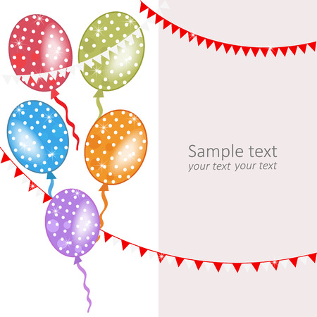 Polka dot colorful balloons vector greeting cardのイラスト素材