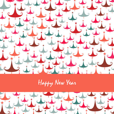 Happy new year pine tree greeting cardのイラスト素材