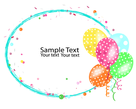 Colorful balloons frame with confetti vectorのイラスト素材