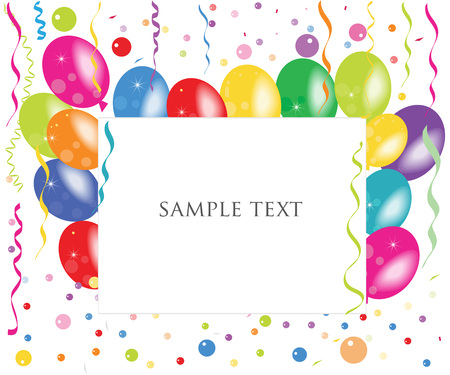 Colorful balloons greeting with confetti vector backgroundのイラスト素材
