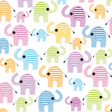Colorful lined seamless elephant vector backgroundのイラスト素材