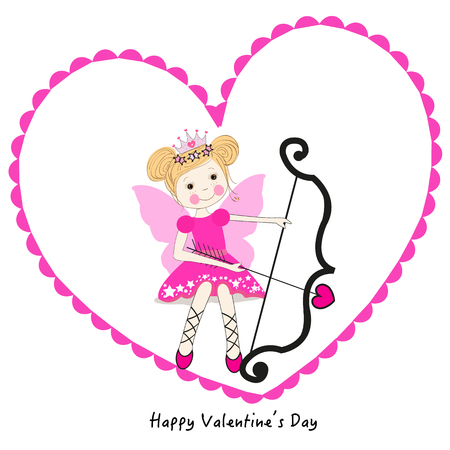 Valentine cupid with fairy greeting cardのイラスト素材
