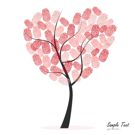 Heart tree with finger prints vectorのイラスト素材
