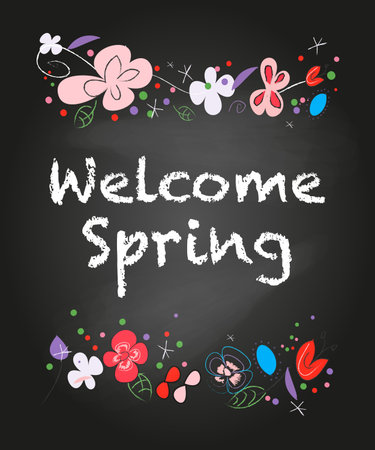 Spring flowers colorful vector greeting cardのイラスト素材