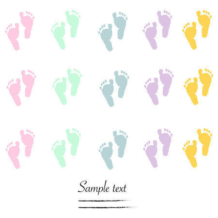 Baby foot prints baby shower greeting cardのイラスト素材