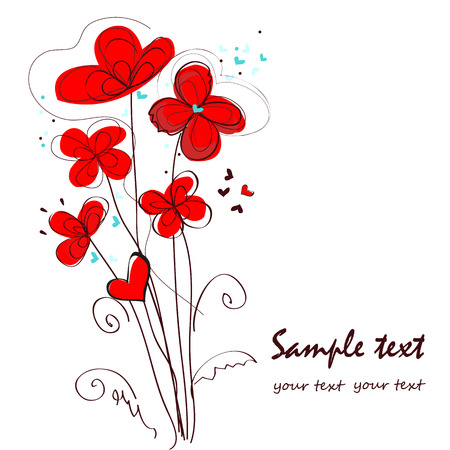 Abstract red floral greeting cardのイラスト素材
