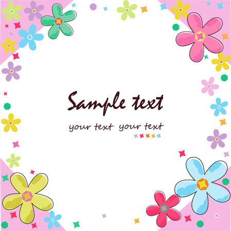 Colorful flowers frame greeting cardのイラスト素材