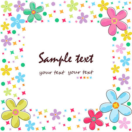 Colorful flowers greeting card border vectorのイラスト素材
