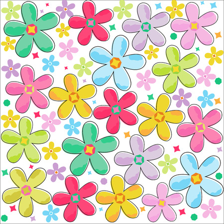 Colorful flowers pattern background vectorのイラスト素材