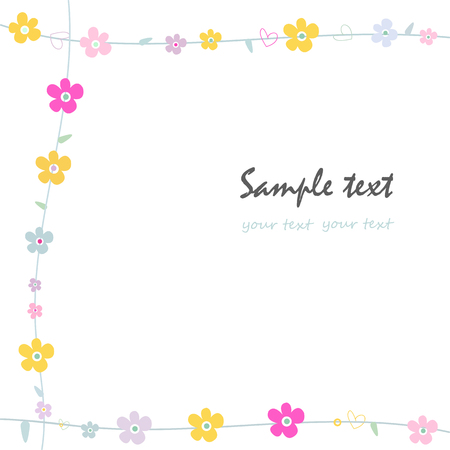Simple flowers decorative frame greeting card vectorのイラスト素材