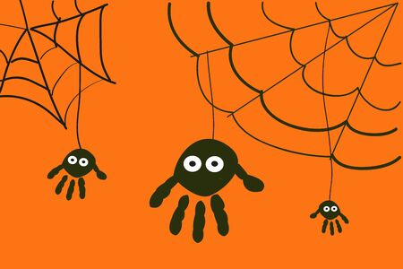 Spiders halloween background with hand printsのイラスト素材