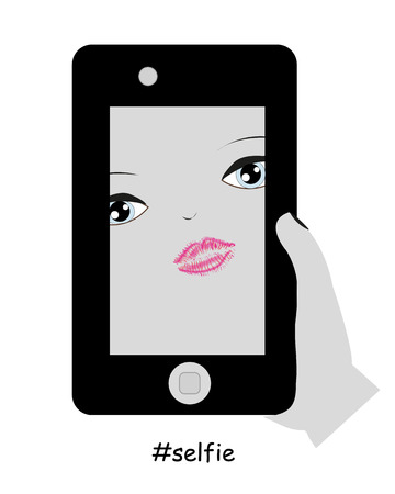 Beauty woman taking a self portrait with phoneのイラスト素材