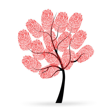 Tree with red finger printsのイラスト素材