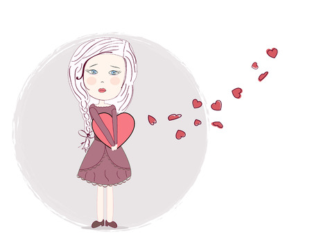 Increased heart broken sad girl vectorのイラスト素材