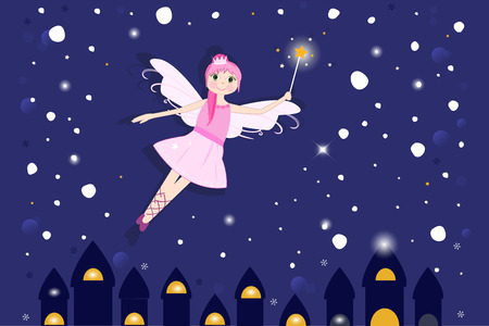 Lovely fairy tale in the night background vectorのイラスト素材