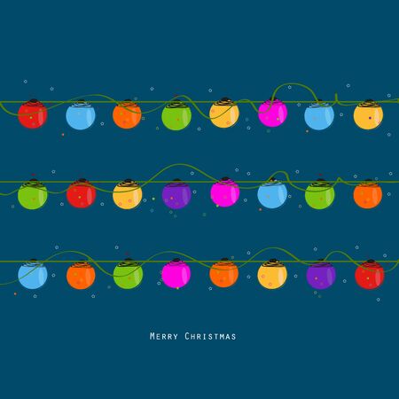 Christmas light bulbs in the night greeting card vectorのイラスト素材
