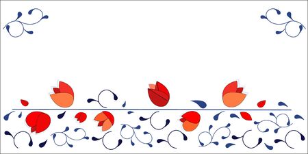 Red tulips vector design background horizontal designのイラスト素材