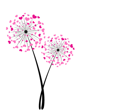 Pink abstract heart dandelion vector backgroundのイラスト素材
