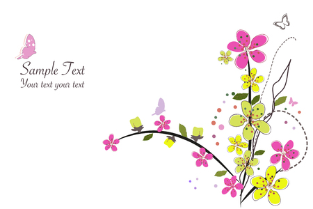 Spring time pink flowers border design background vector illustrationのイラスト素材