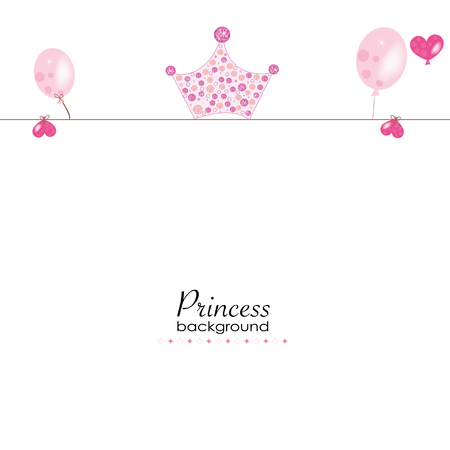 Baby shower greeting card with balloon and princess crown vector backgroundのイラスト素材