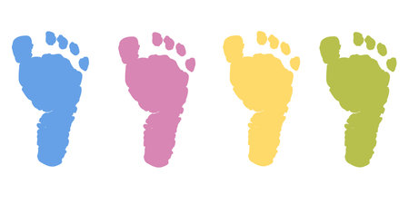Baby foot prints in pastel color vector backgroundのイラスト素材