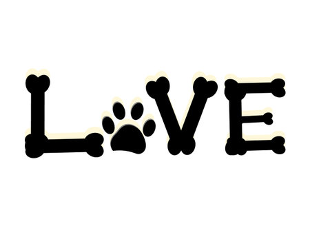Dog paw print with the word love. Pete room decor wall decor modern vector illustrationのイラスト素材