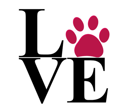 Love paw print vector with vector illustration backgroundのイラスト素材
