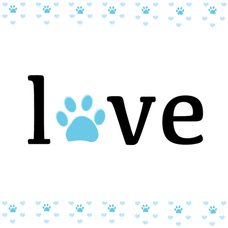 Paw print with love vector illustration backgroundのイラスト素材