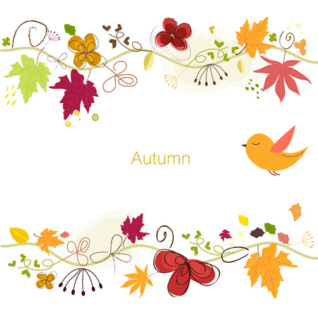 Autumn leaves. Autumn fall background vector illustrationのイラスト素材