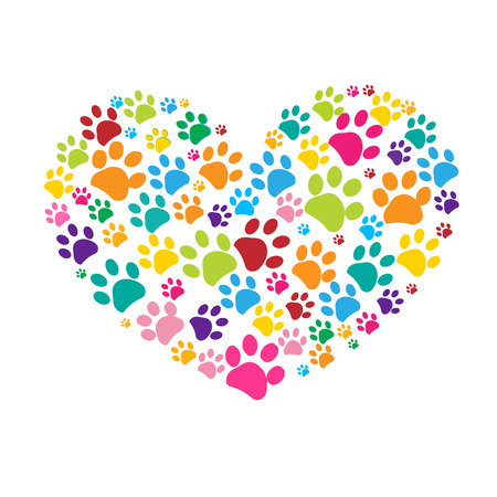Dog paw print made of colorful heart vector illustrationのイラスト素材