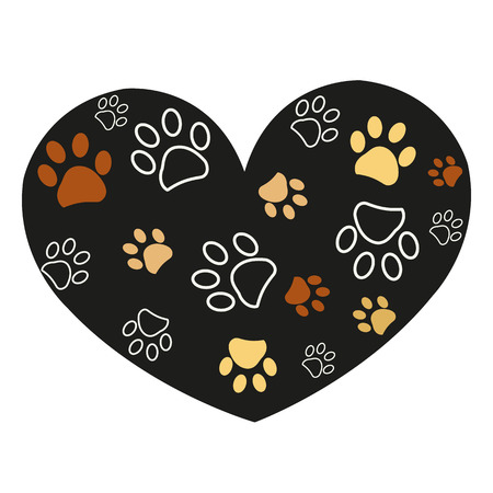 Paw print made of heart. Vector illustration backgroundのイラスト素材