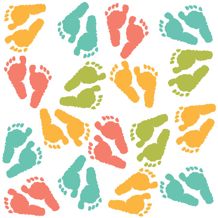 Colorful baby foot printsのイラスト素材