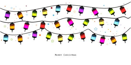 Colorful Christmas light bulb. New year greeting card vectorのイラスト素材