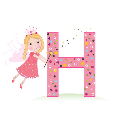 Letter H with a cute fairy taleのイラスト素材