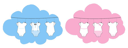 Baby newborn hanging baby symbol. Boy girl bodyのイラスト素材