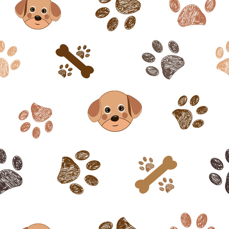 Dog and doodle patternのイラスト素材