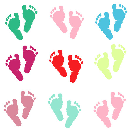 Baby foot print colorful backgroundのイラスト素材